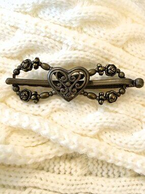 Vintage Lilla Rose Antique Heart & Rose Hair Clip Size XS